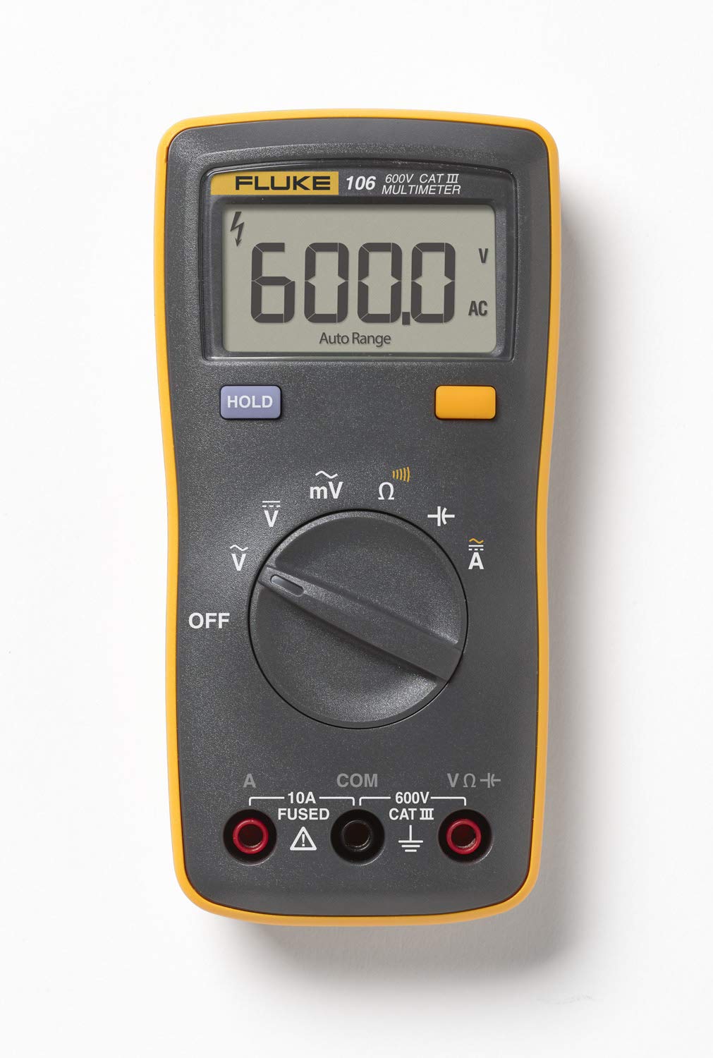 Fluke 106 display close-up, clear readability for fast readings.