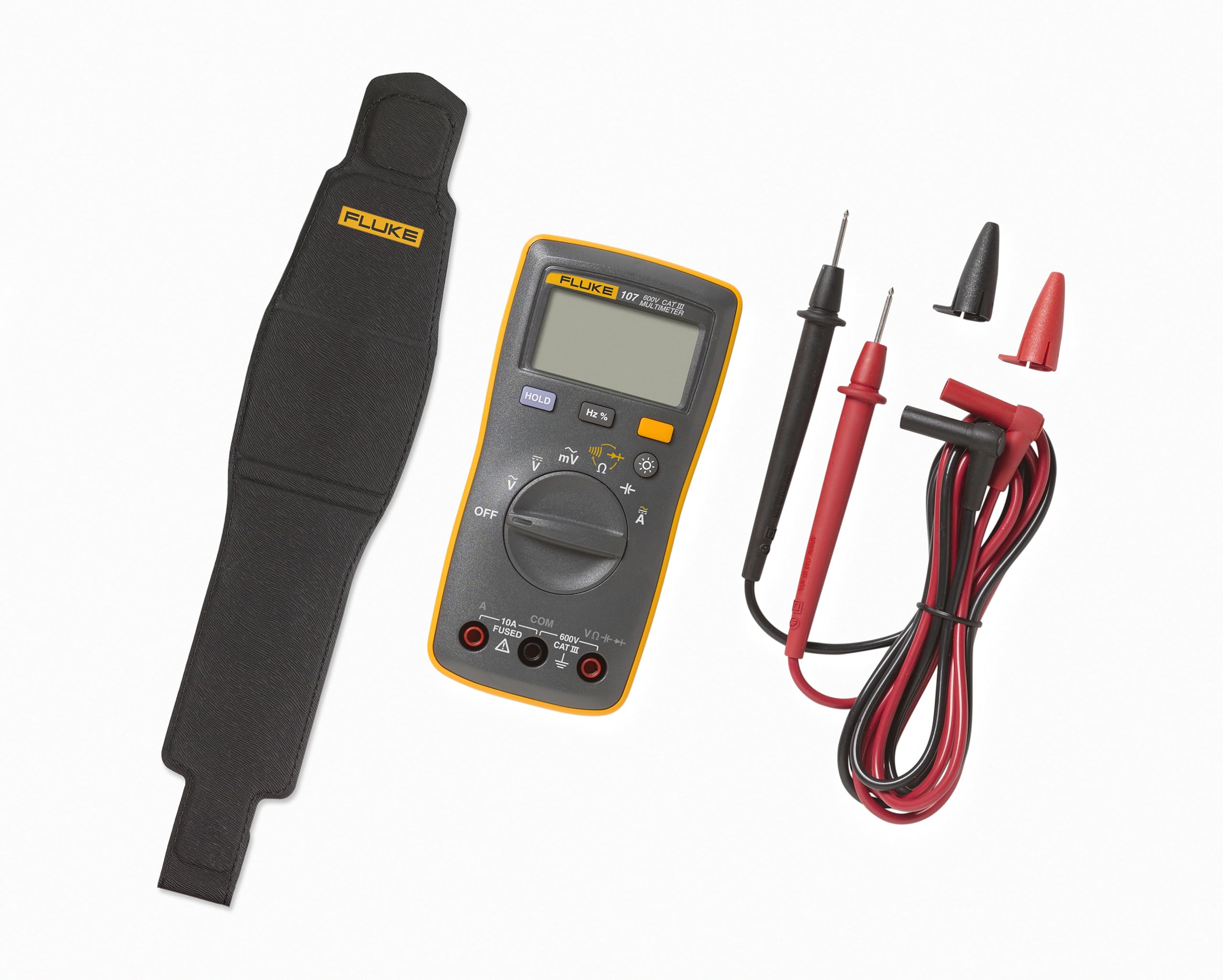 Fluke 107 backlit display enables reading in dim workspaces