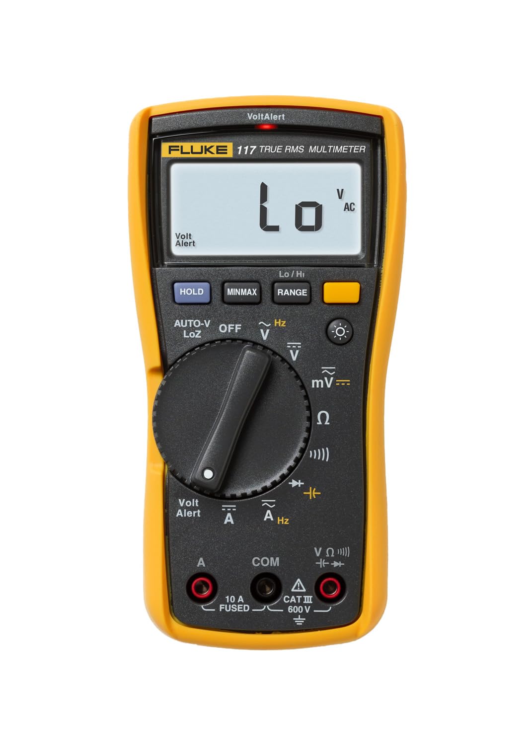 Fluke 117 digital multimeter display provides precise measurements for efficient diagnostics.