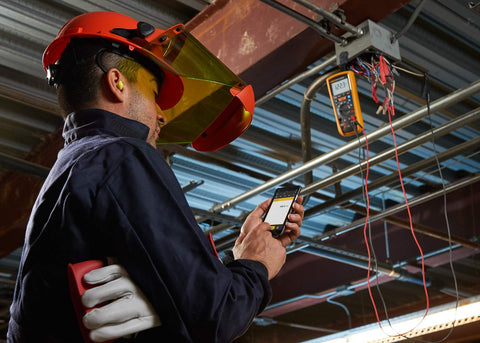 Fluke 1587 FC rugged carry case protects the tool in the field.
