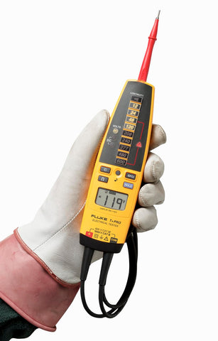 Fluke T+PRO backlit LCD display enhances readability in dim panels