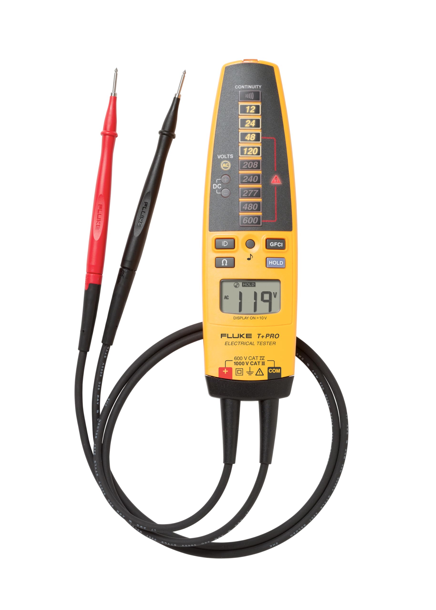 Fluke T+PRO electrical tester front display for quick voltage checks