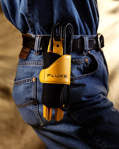 Fluke T5-600 with belt holster offers convenient field carry.