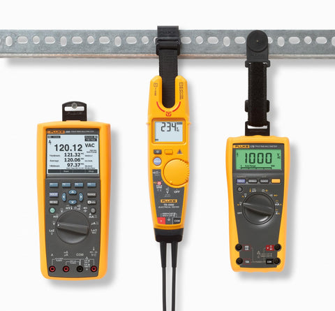 Fluke TPAK hook and nail compatibility for convenient mounting during field checks.