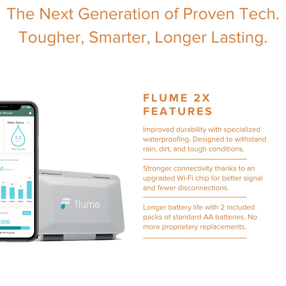 Flume 2X indoor and outdoor leak detection prevents damage
