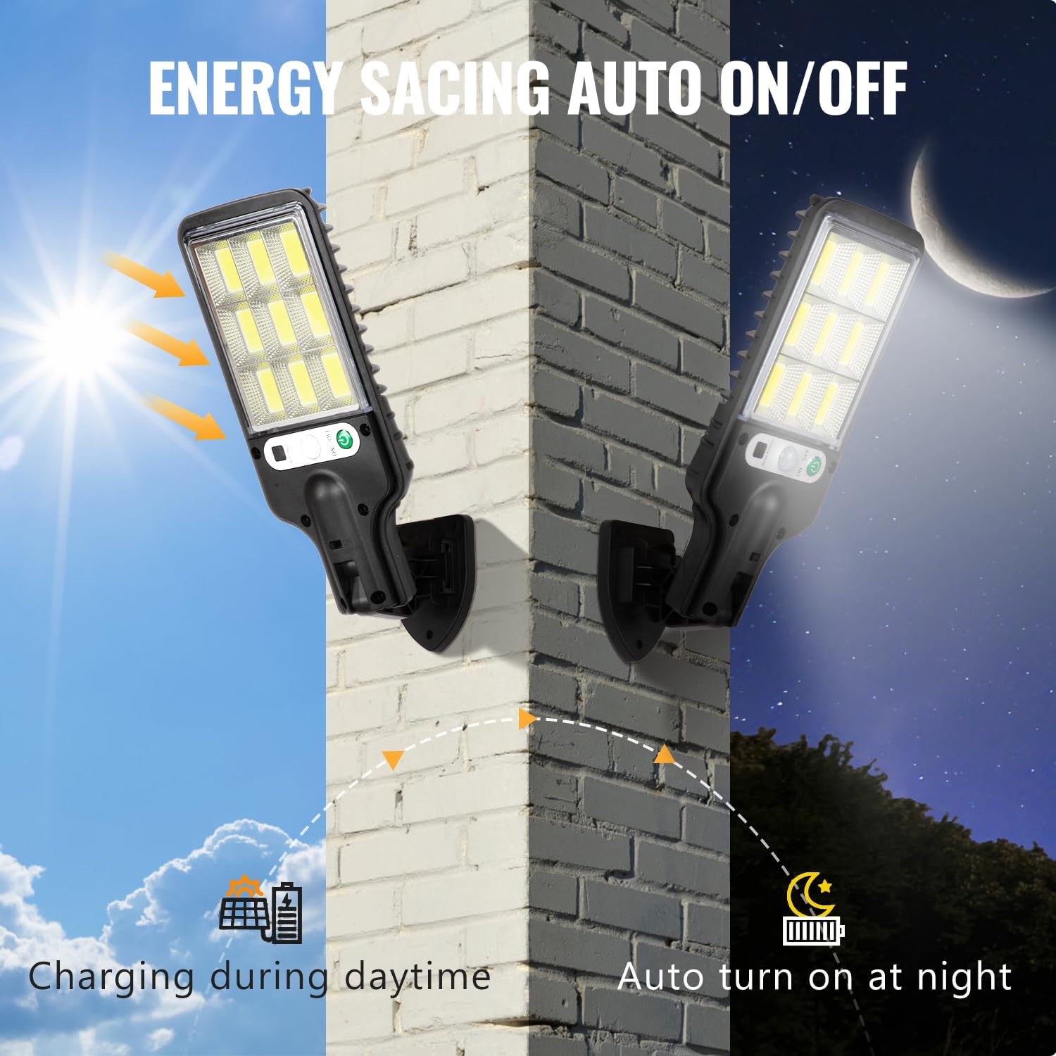 Flumy solar motion lights with remote control simplify backyard lighting at night