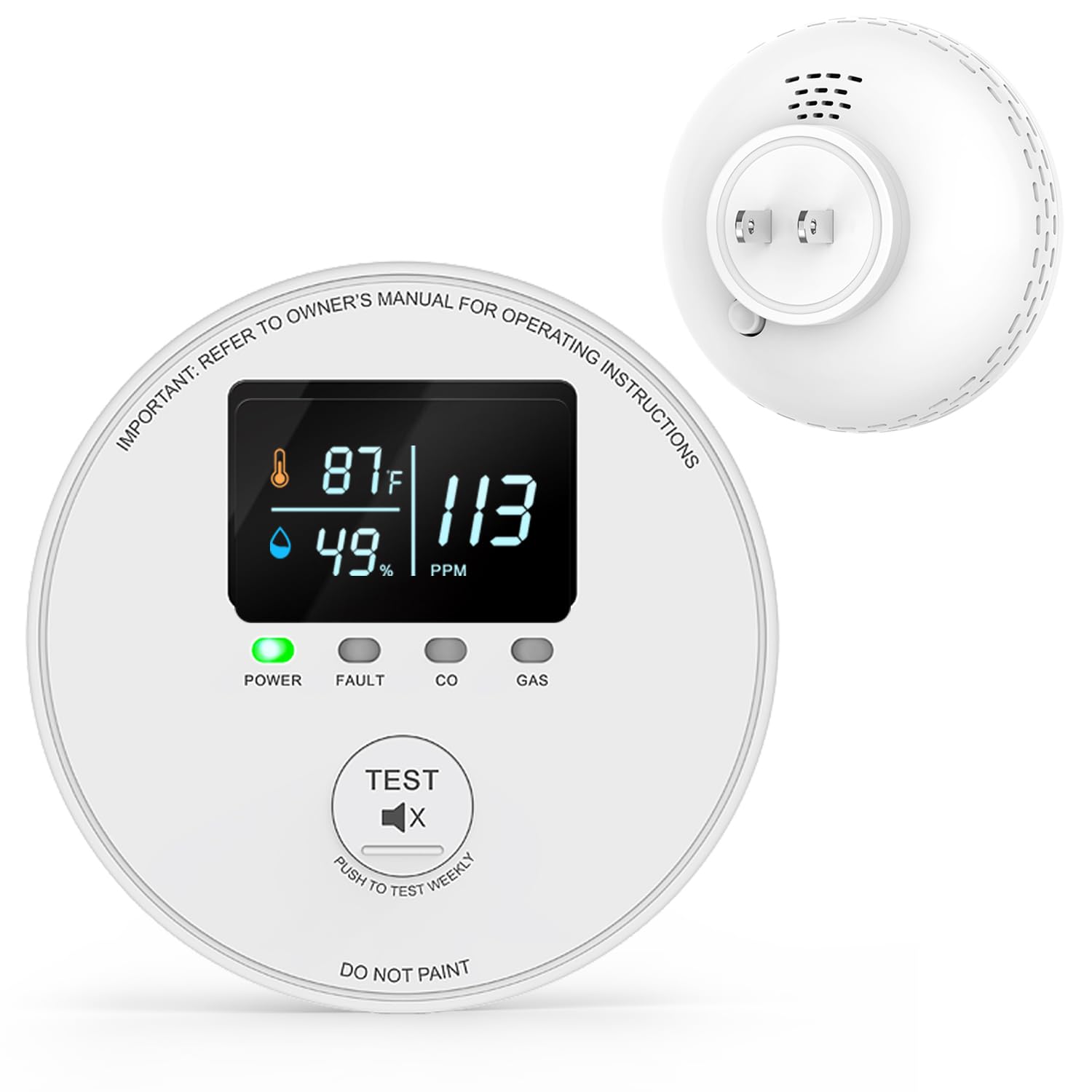 FLUNGSKY 4-in-1 CO and Gas Detector with digital display for real-time monitoring