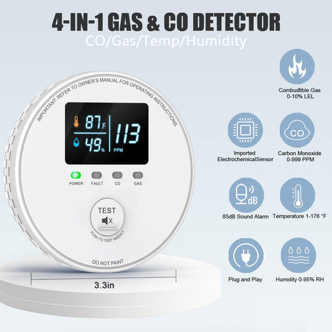 FLUNGSKY combination gas detector detects natural gas and CO for safer spaces