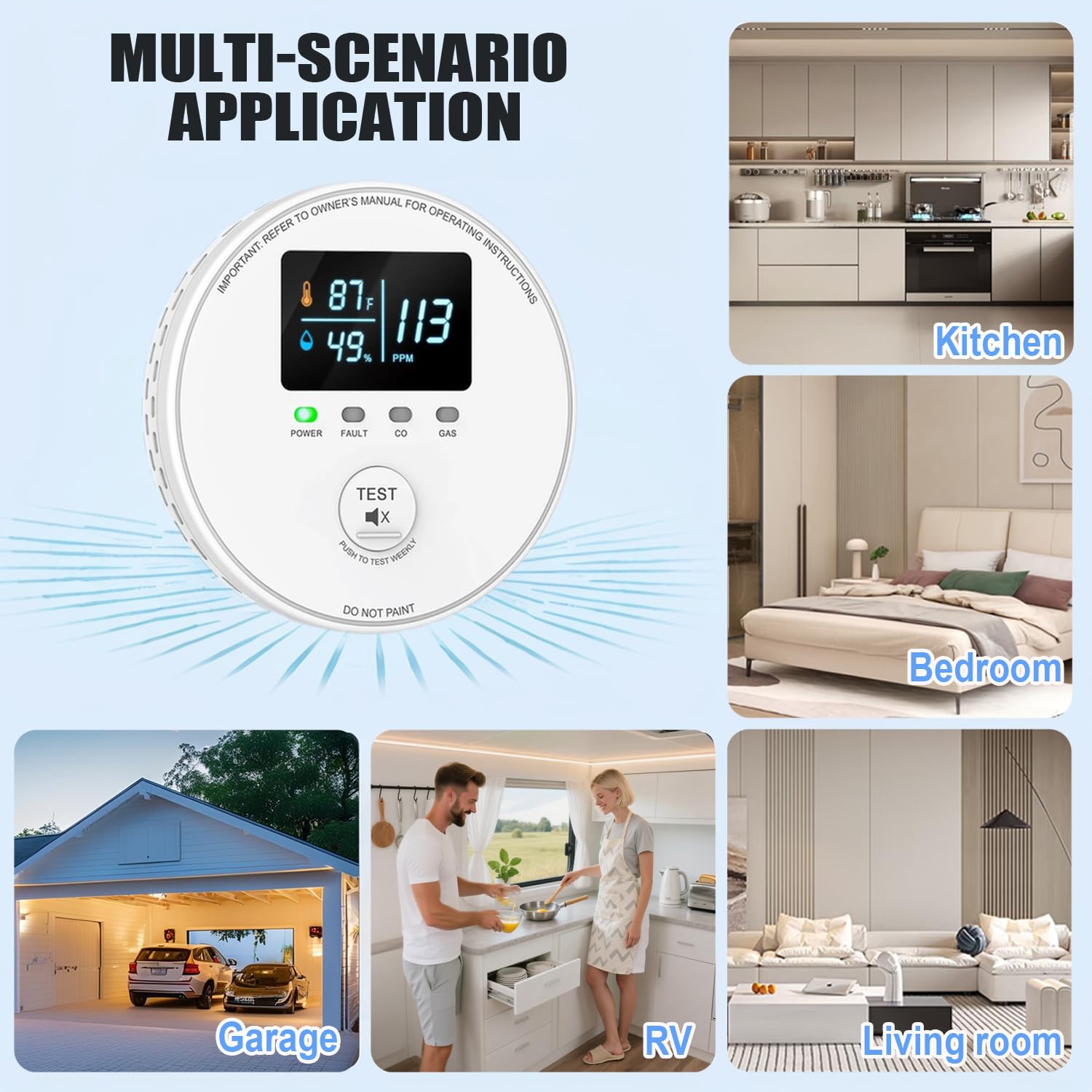 FLUNGSKY compact multi-room safety detector for easy repositioning