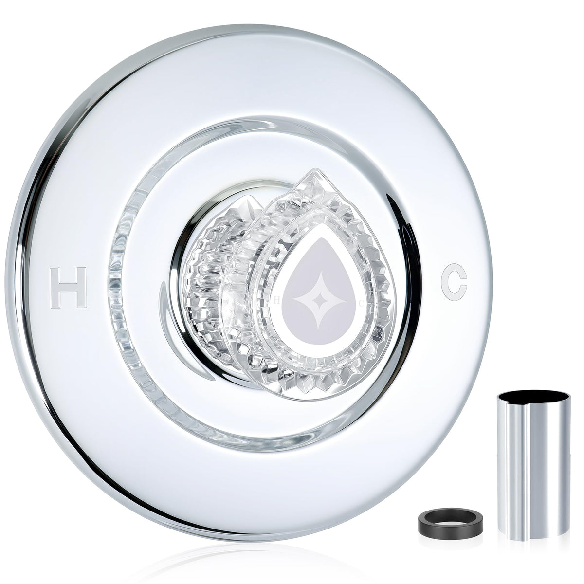 Fluronic Moen T470 Chateau escutcheon in chrome with leakproof gasket for a refreshed bath