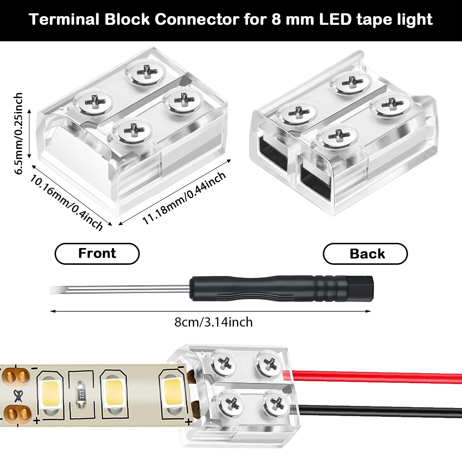 Flutesan 25-pack LED connector package showing complete kit contents.