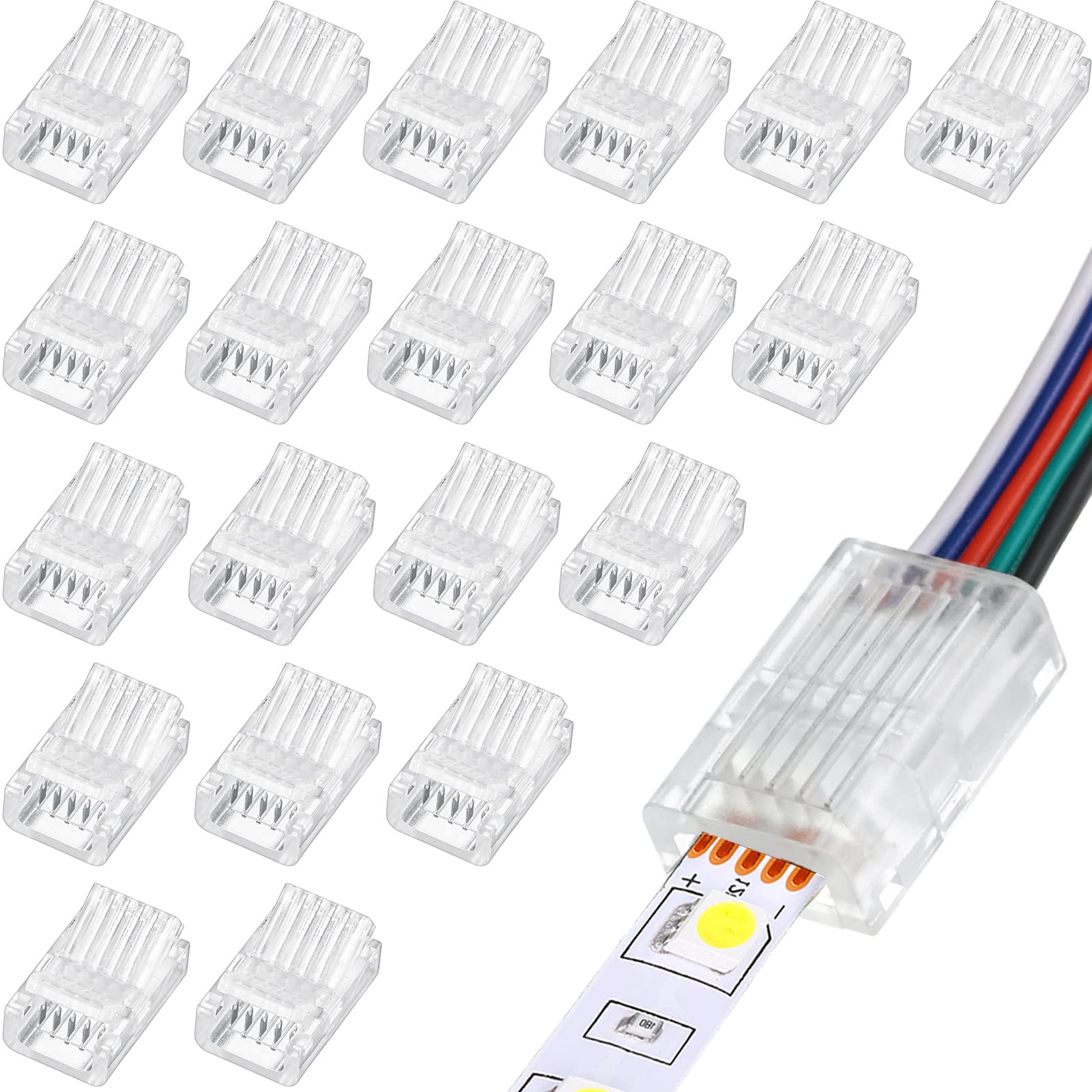 Flutesan 5-pin connector close-up showing secure copper contact for RGB connections
