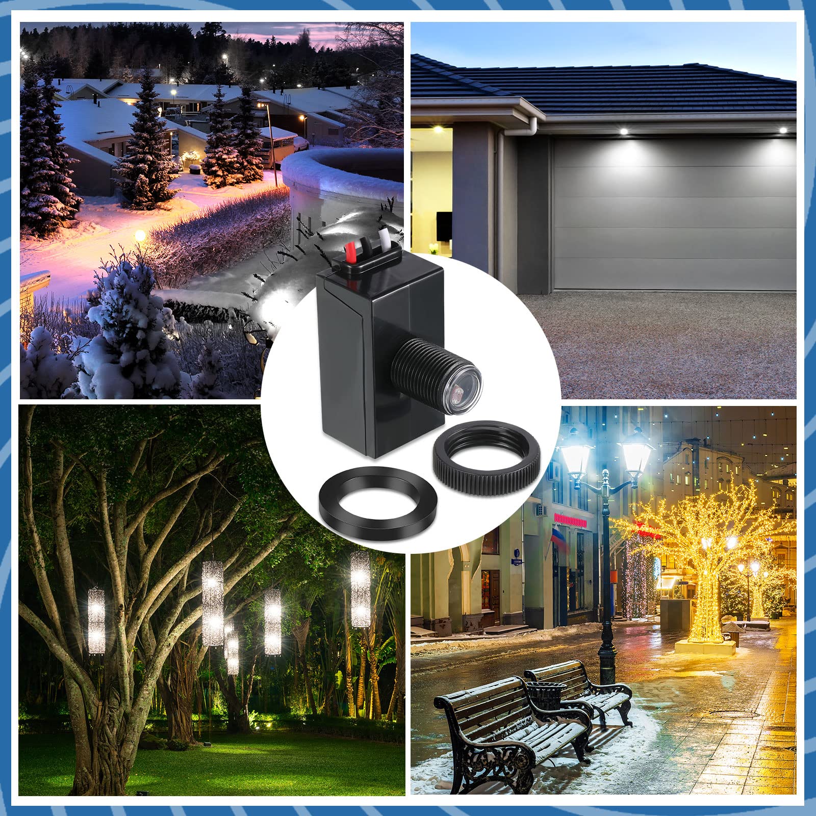 Flutesan black housing resists rust in damp outdoor settings.