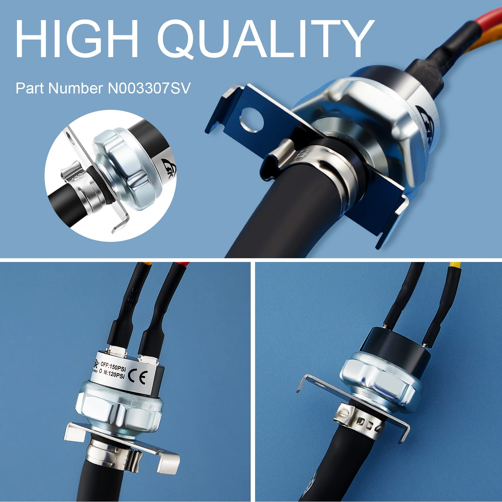 Flutesan air pressure switch with hose for quick, easy setup.