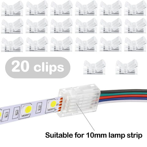 Flutesan LED strip connector in use with 10mm RGB strip for easy installation