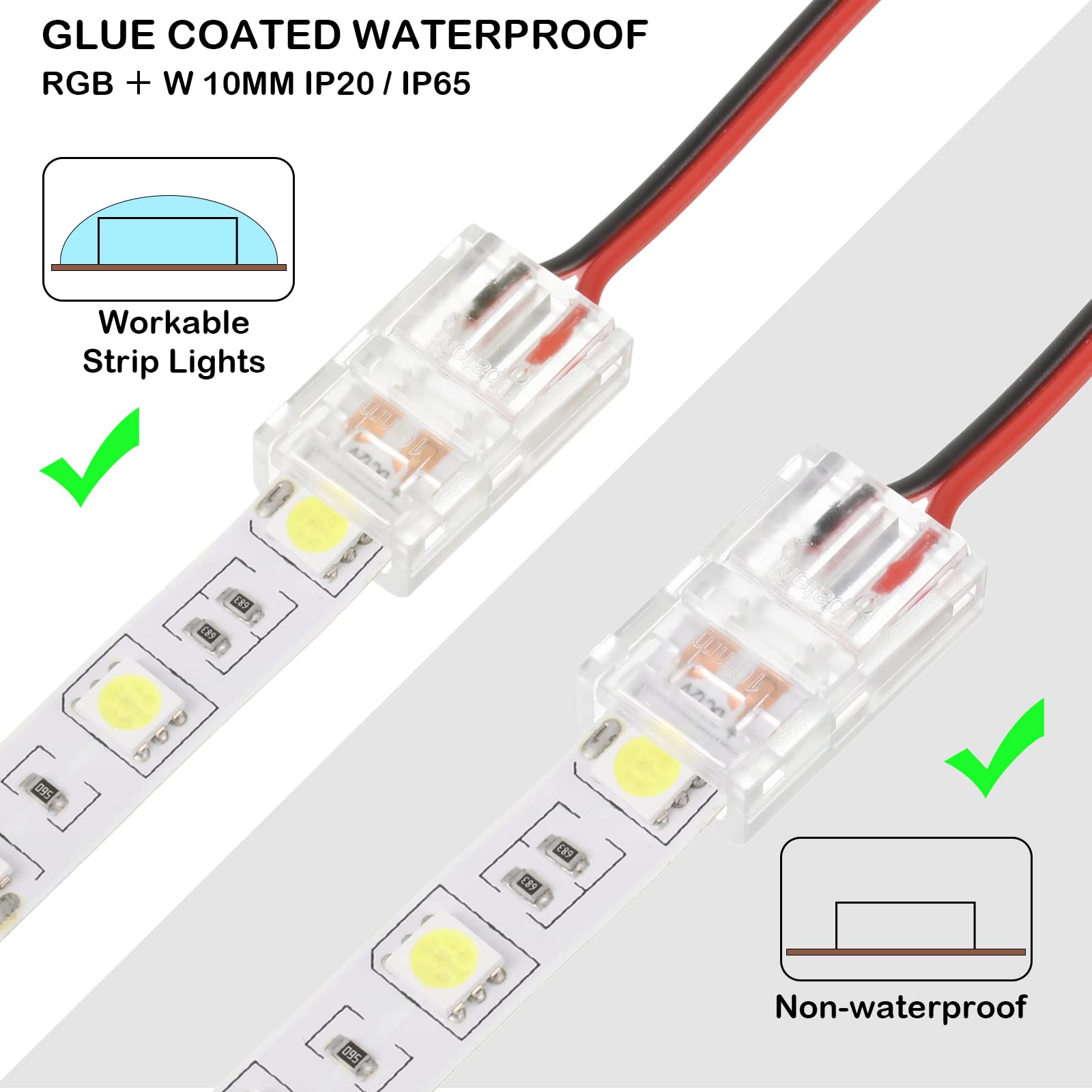 Flutesan waterproof LED strip connector suited for damp environments