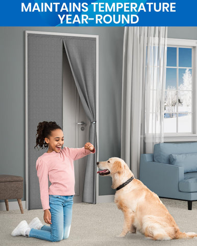 Flux Phenom pet-friendly curtain lets pets pass while keeping insects out.