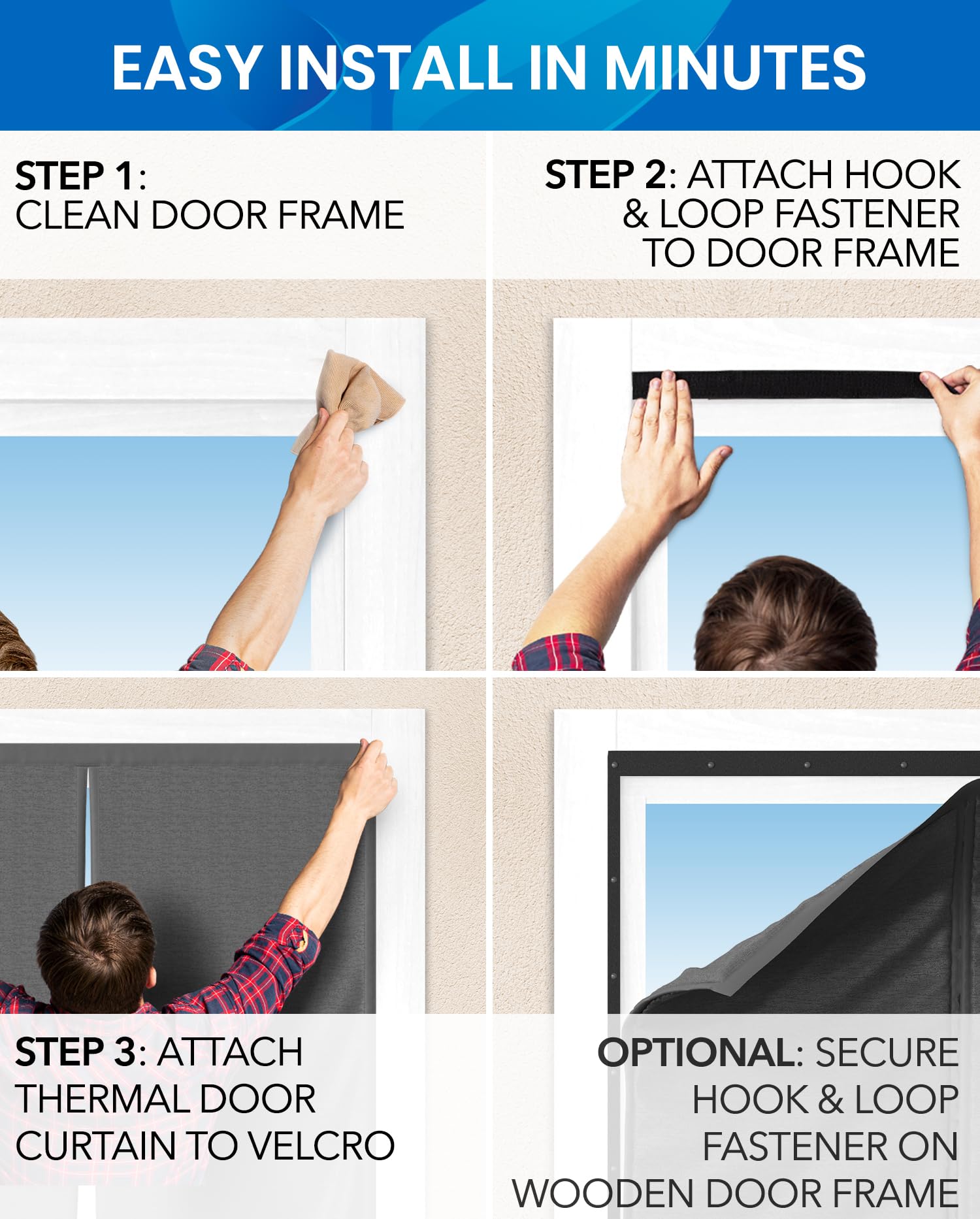 Flux Phenom 40x82 insulated door curtain fits standard doors and blocks drafts.