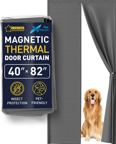 Flux Phenom thermal door curtain with magnet-closure for hands-free entry and secure seal.