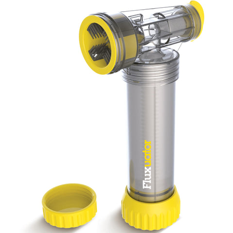 Fluxuator dual-head flux applicator showing precision coverage on copper pipe joints