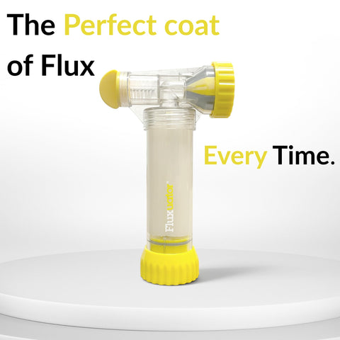Fluxuator refillable canister system minimizing mess during flux application