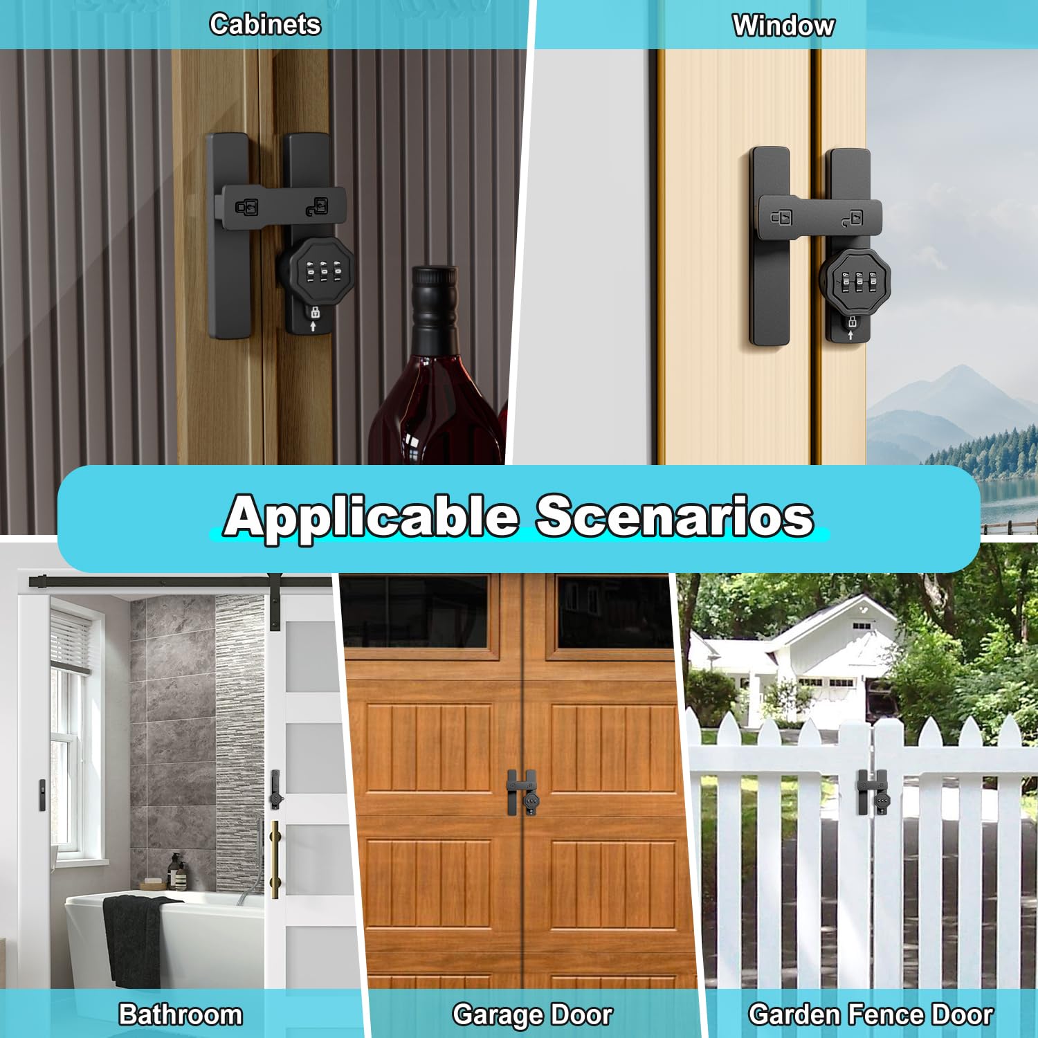 Flwrse barn door lock durable zinc alloy construction lasts