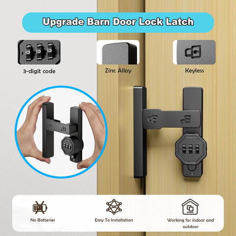 Flwrse barn door lock side profile shows compact, versatile mounting