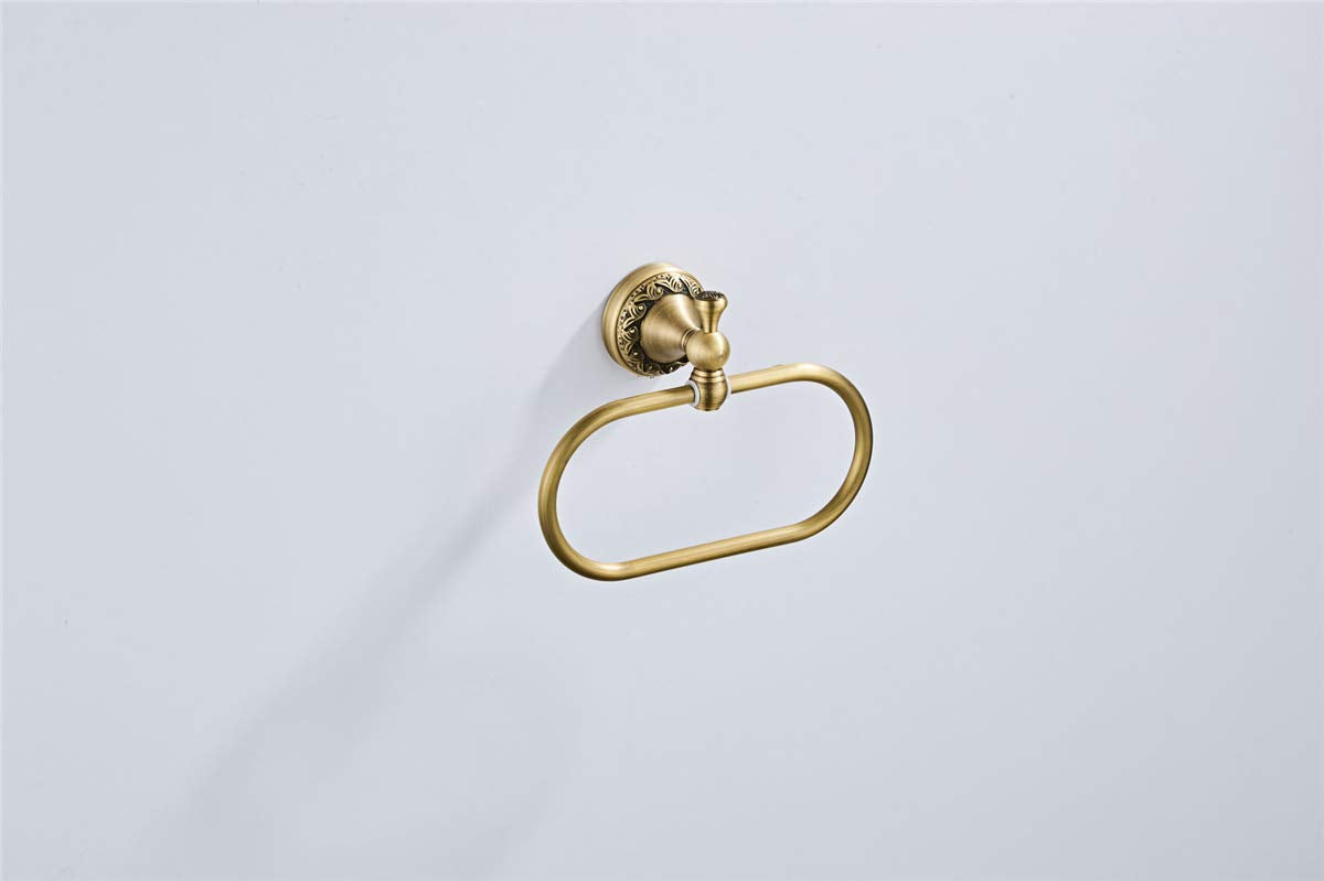 Flybath oval towel ring in antique brass, wall-mounted for a clean, space-saving upgrade.