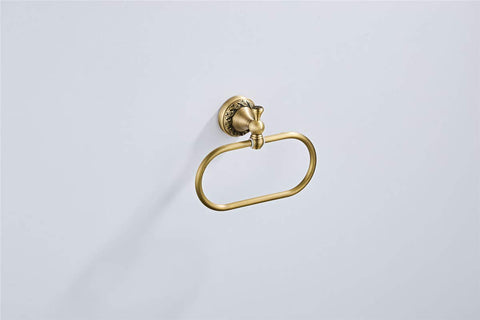 Flybath oval towel ring in antique brass, wall-mounted for a clean, space-saving upgrade.