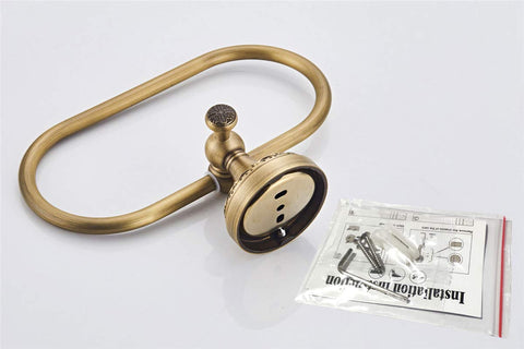 Flybath oval towel ring with pattern carving and easy installation setup.