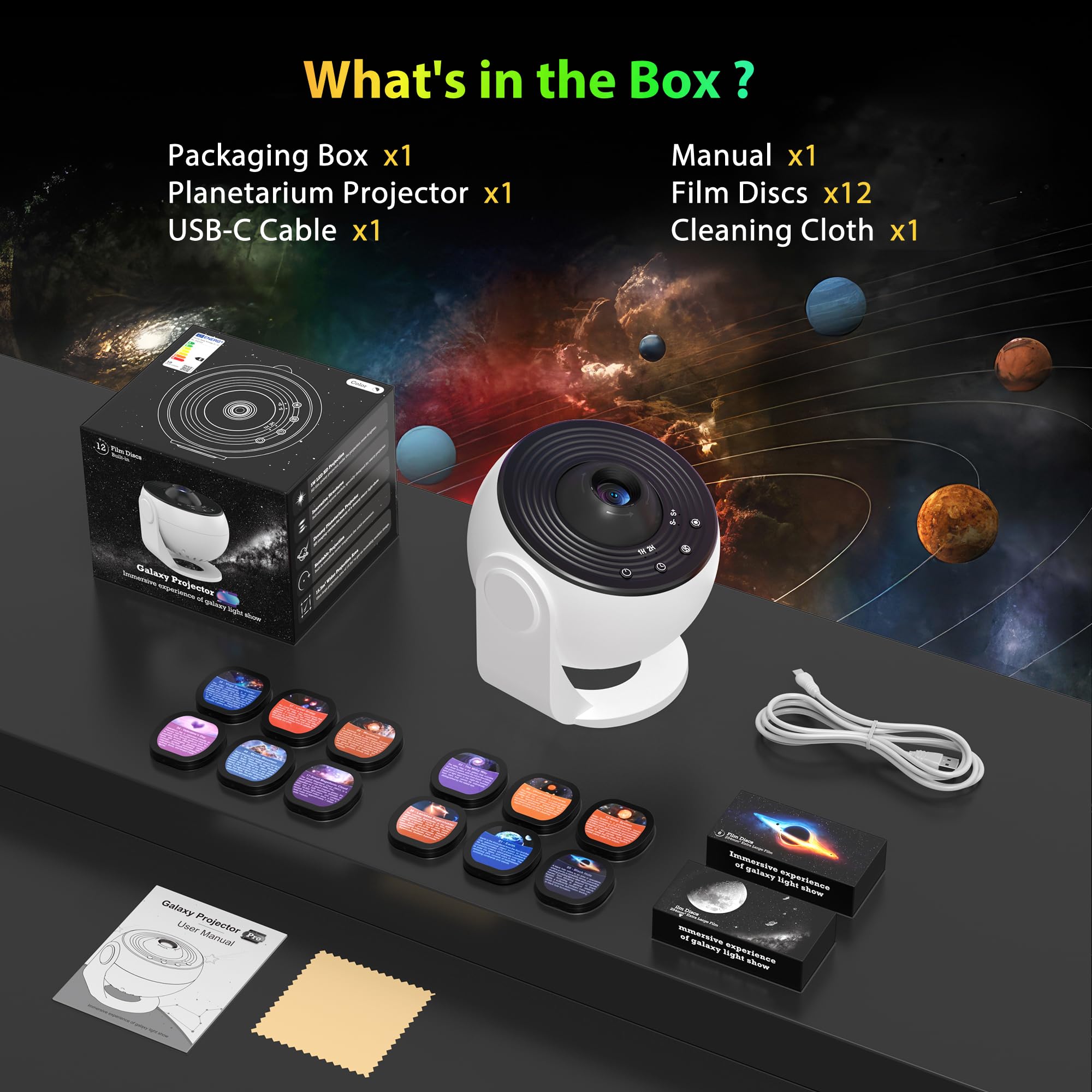 FlyEagle Galaxy Projector Pro easy 4-button control for quick setup.