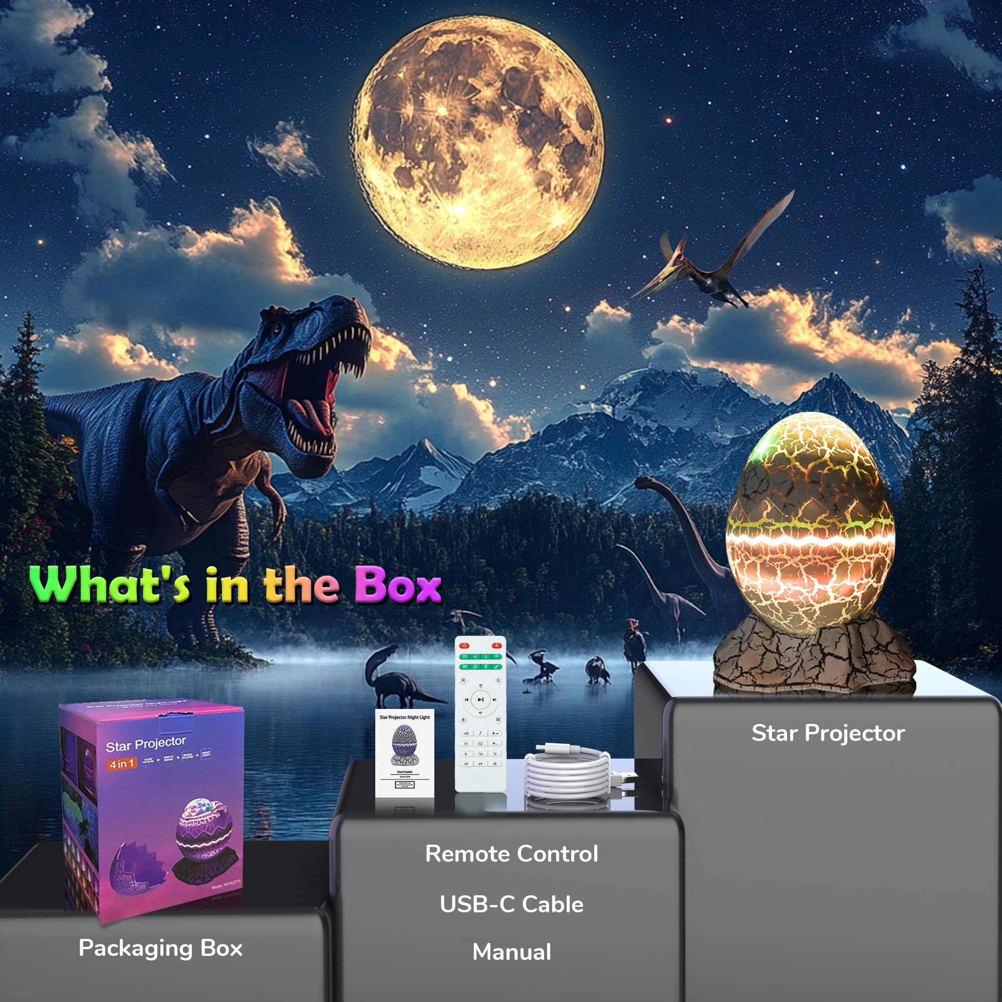 FlyEagle Star Projector Bluetooth Sound syncs music with visuals.