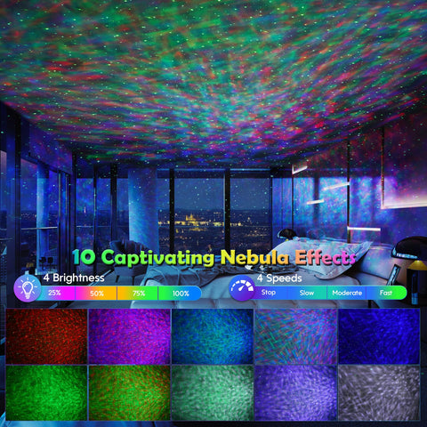 FlyEagle Star Projector Green Stars add a calming bedside glow.