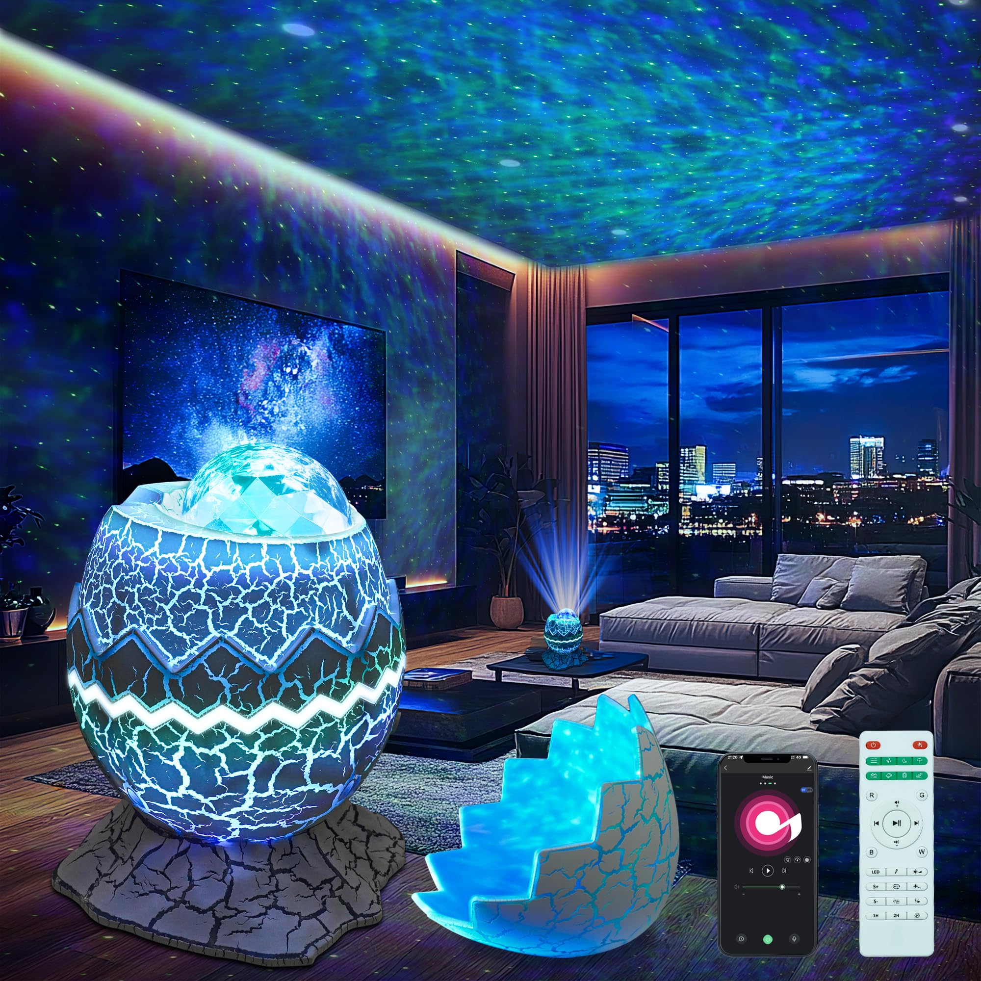 FlyEagle Star Projector Nebula effects fill the room with immersive color.