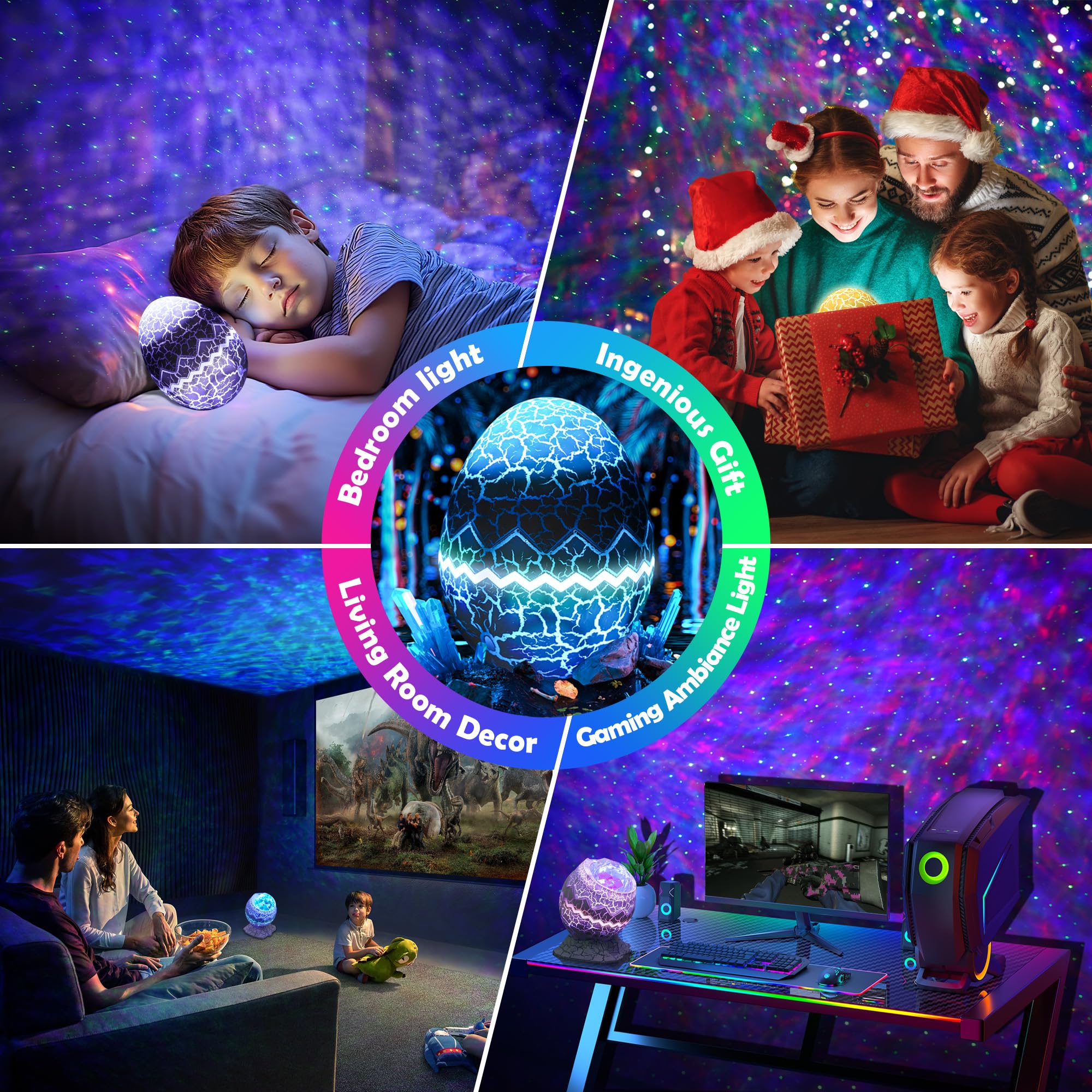 FlyEagle Star Projector Built-in White Noise supports peaceful sleep.