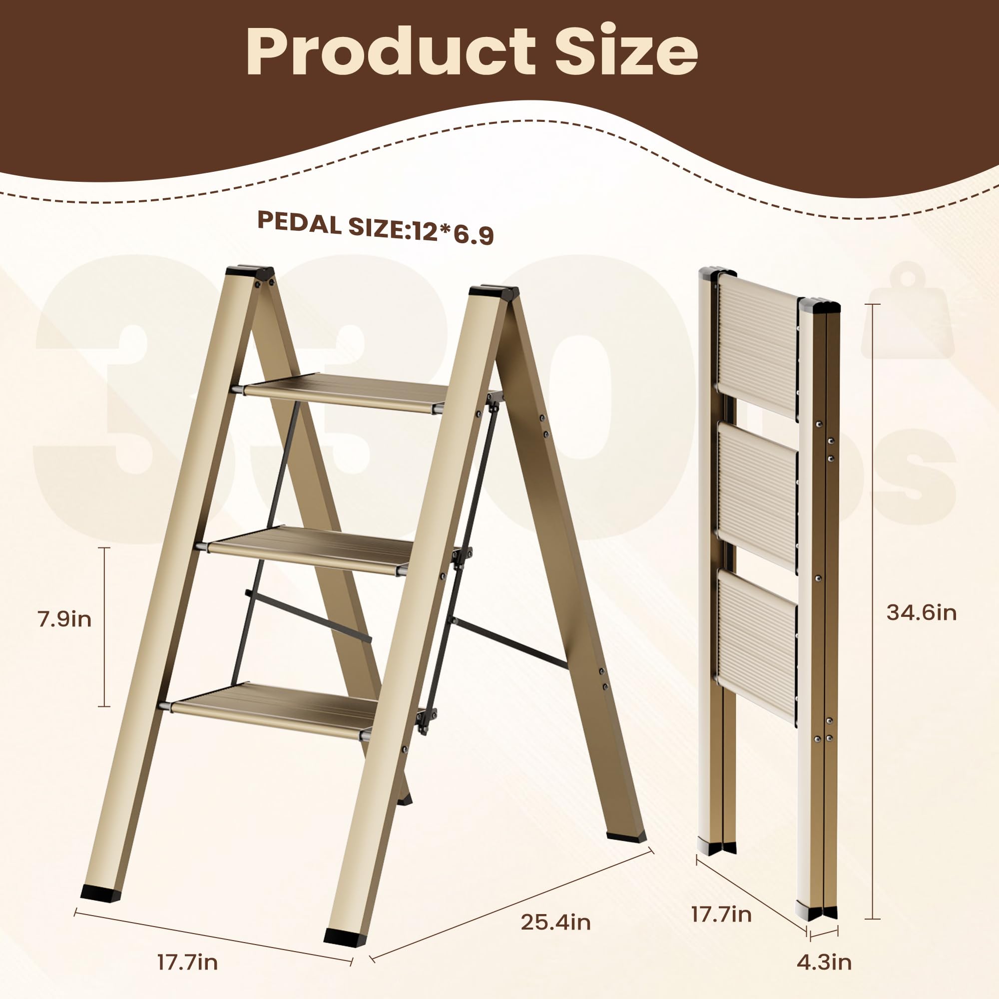FlyGeneral folding ladder-stool compact design for easy storage after use.