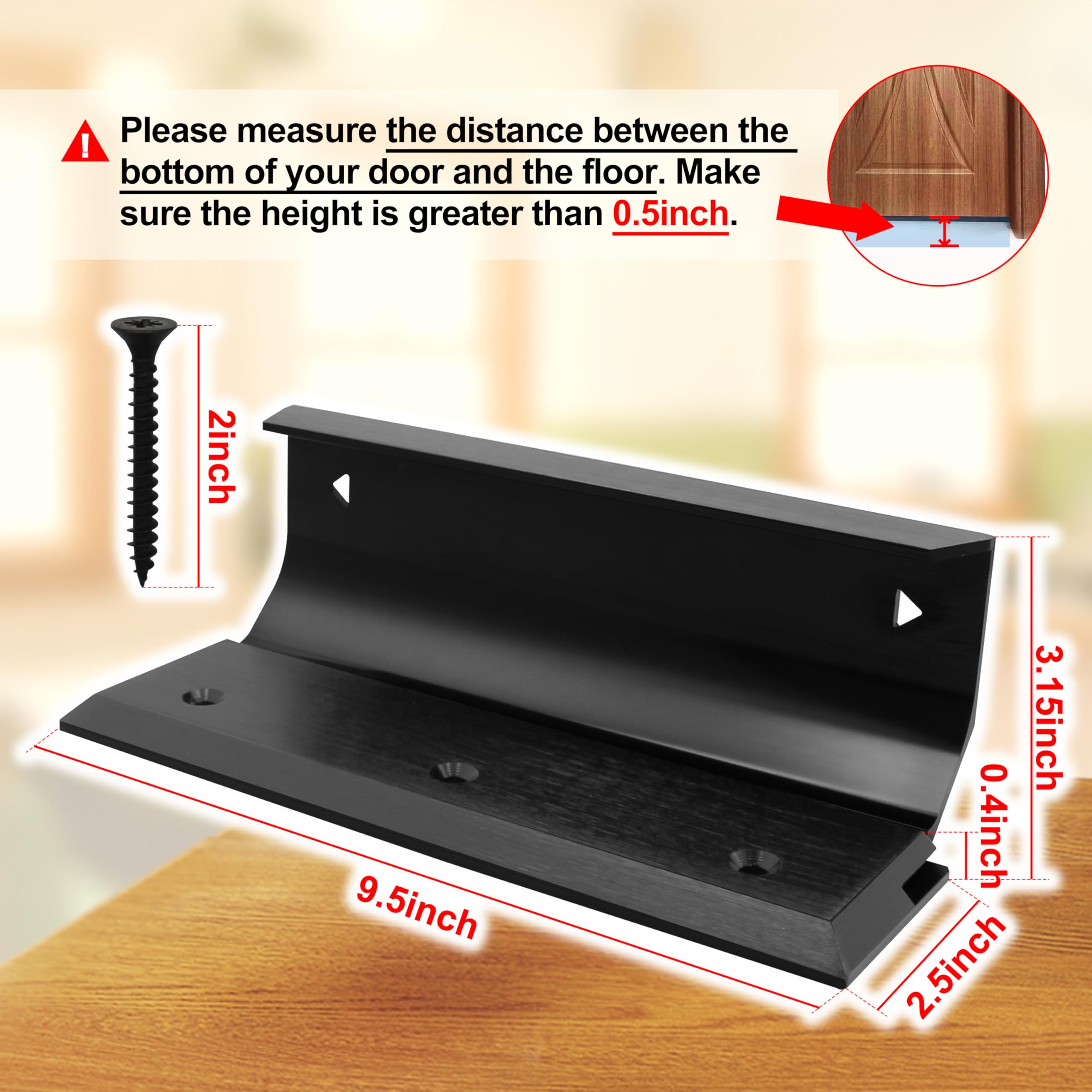 FLYINGAMZ Security Lock Door Brace installation steps show quick, tool-based setup.