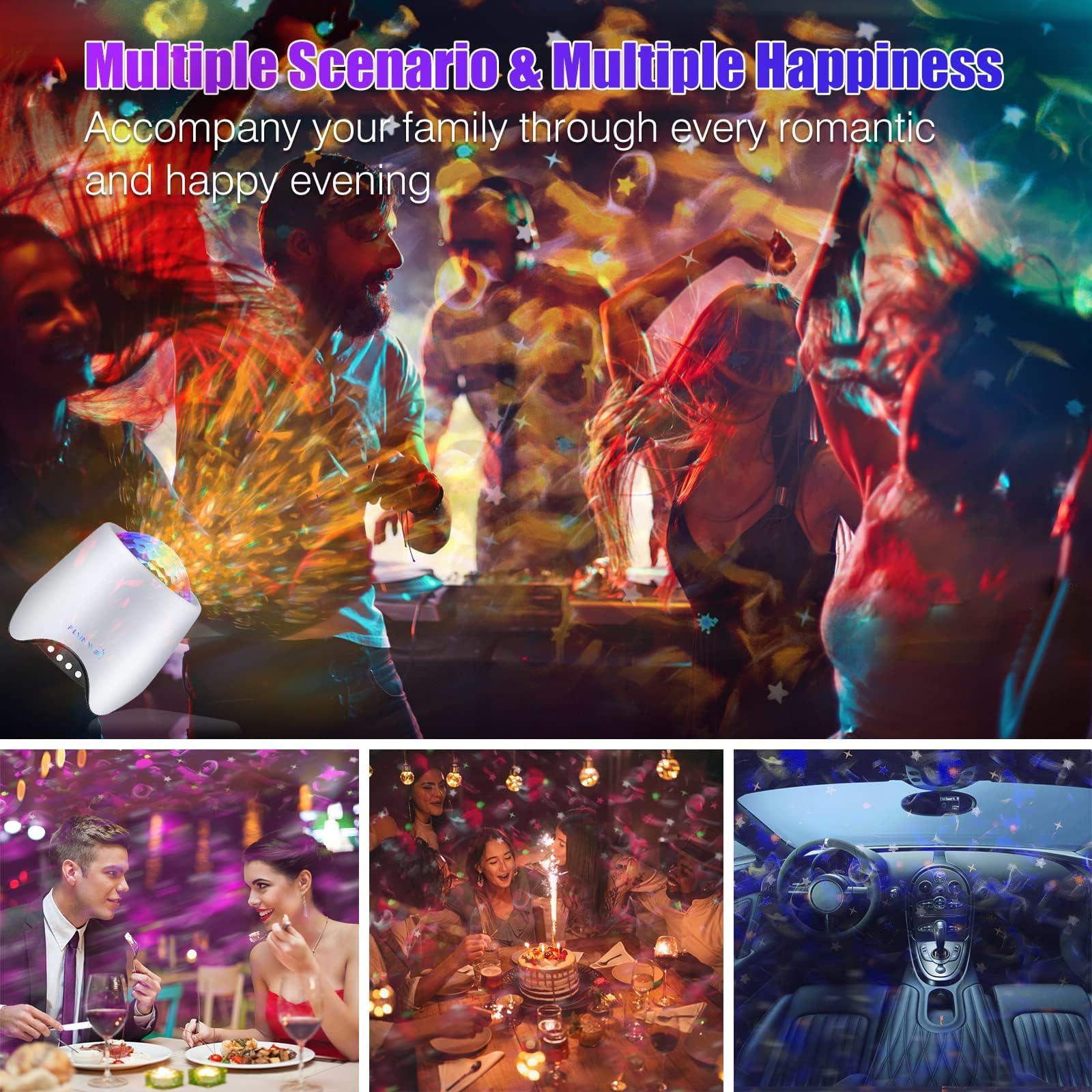 Flyinwe Hoom Star Projector doubles as Bluetooth speaker for playlists.