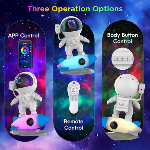 FlyLily Astronaut Galaxy Projector Bluetooth speaker with controls for music playback