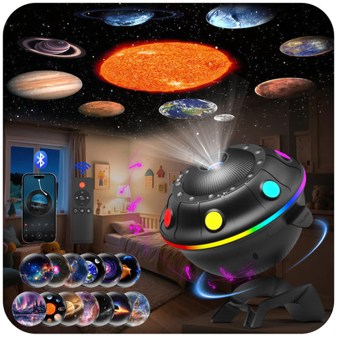 FlyLily UFO Star Projector setup scene for easy placement and immersive star glow.