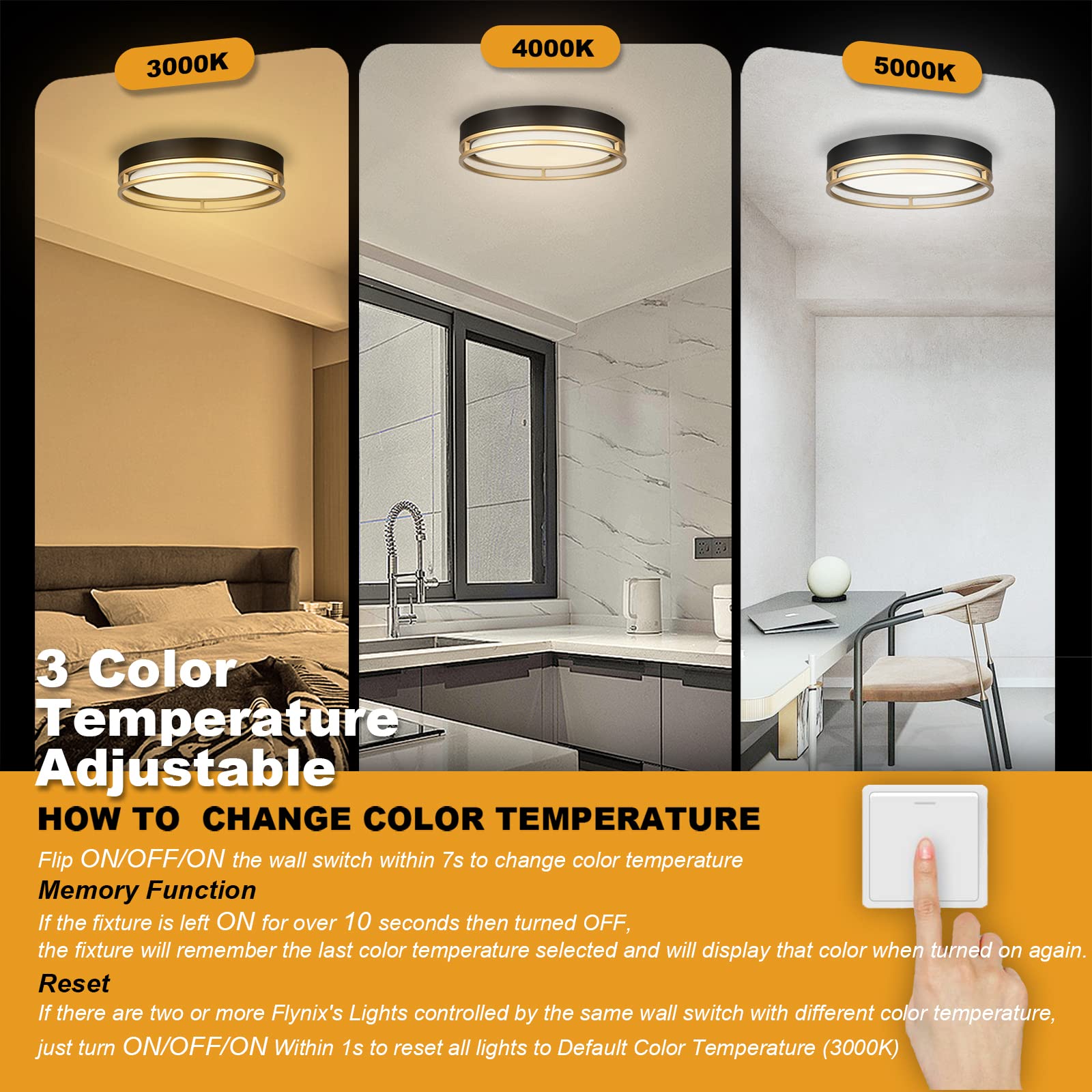 Flynix 4000K natural white setting offers balanced lighting for daily tasks.