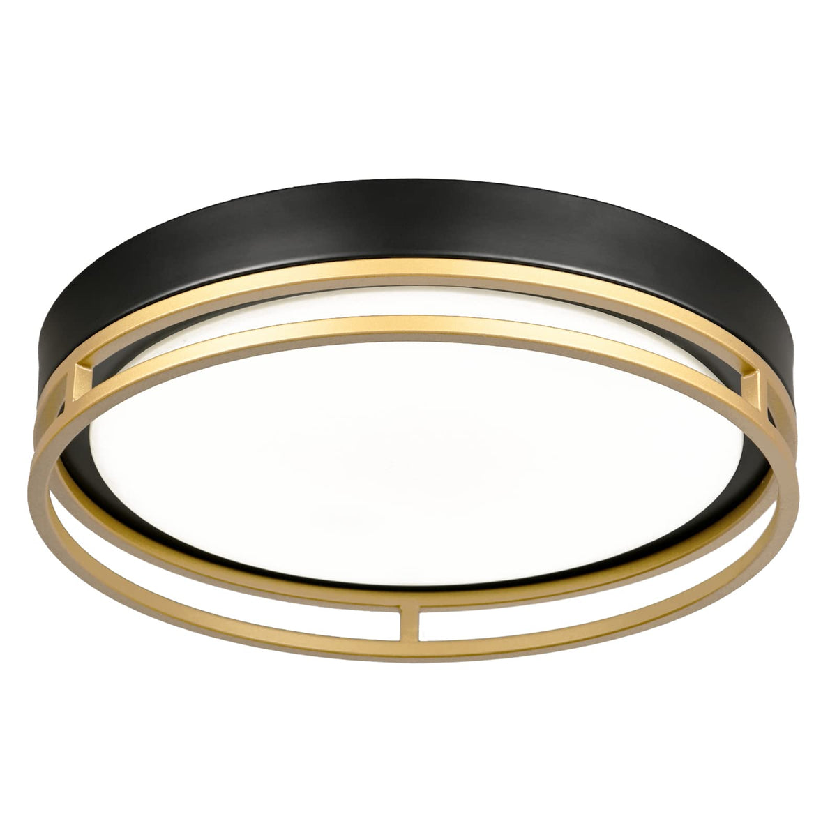 Flynix 12.5-inch LED flush mount face in black gold delivers bright, even illumination.