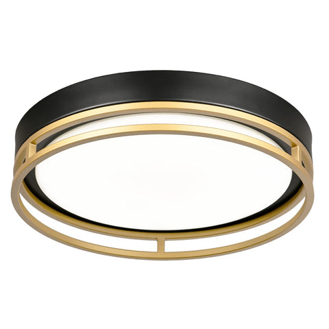 Flynix 12.5-inch LED flush mount face in black gold delivers bright, even illumination.