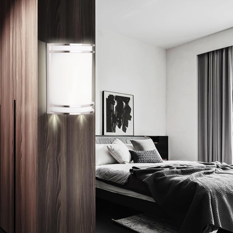 Brushed nickel finish on the sconce pairs well with contemporary decor.