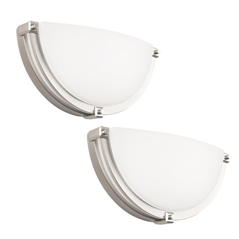 Flynix half moon wall sconce in brushed nickel front view for bathroom vanity lighting.