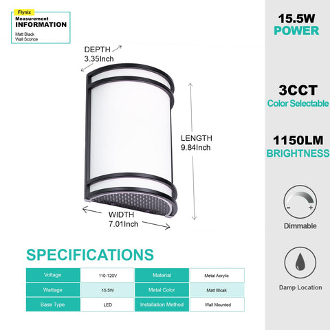 Flynix indoor wall sconce at 4000K natural white; versatile task lighting.