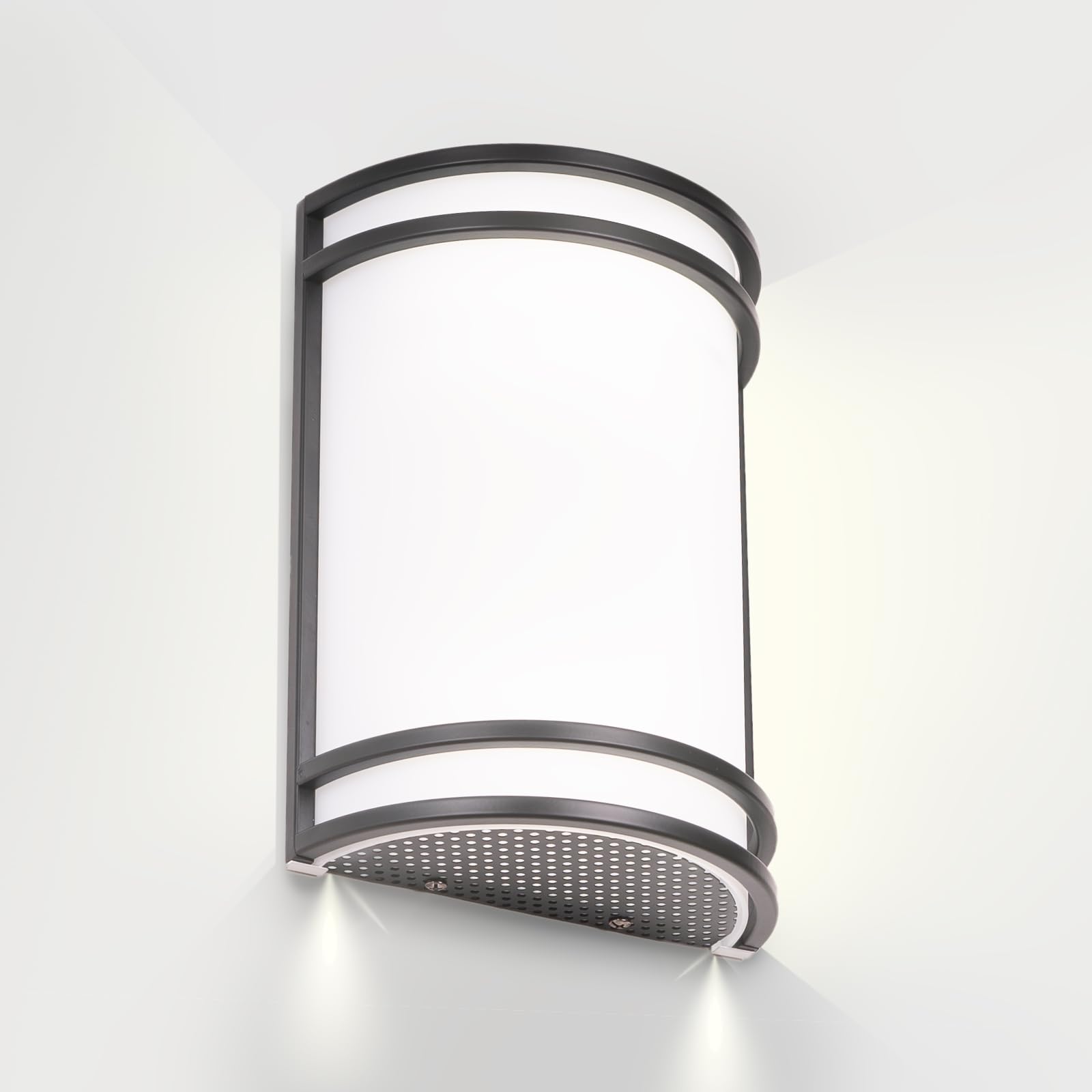 Flynix indoor wall sconce half-cylinder front view; energy-efficient ambient lighting.