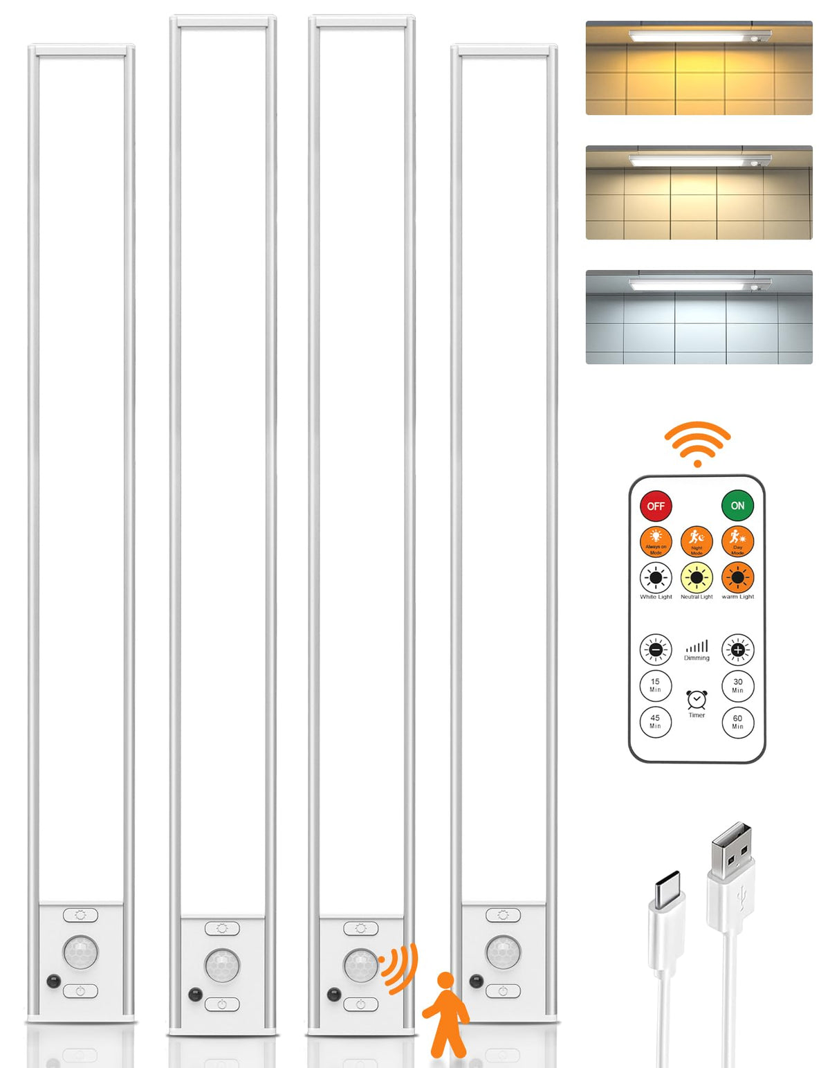 Flysein under cabinet lights with 80-LED panel brightens kitchen counters.