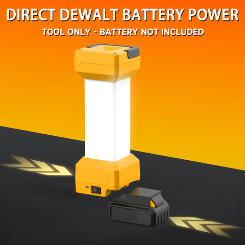 Flysoon work light powered by DEWALT 20V battery for cordless portability