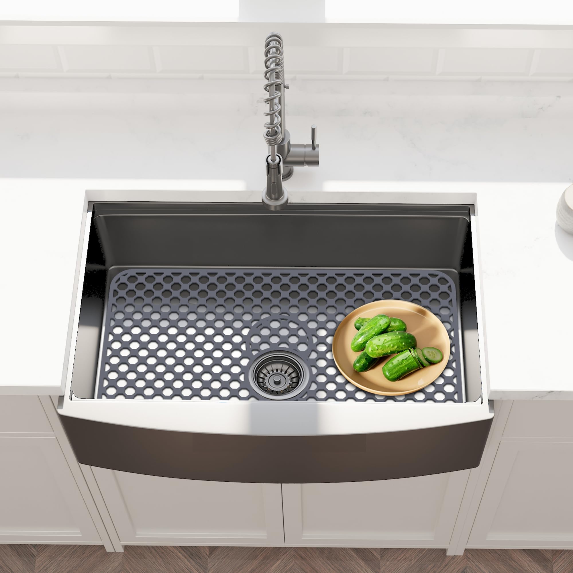 Flytime sink protector works with porcelain and stainless steel bowls